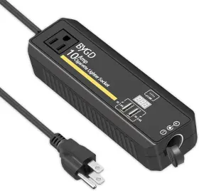 Ablegrid 619634588527 Ac To Dc Converter 100-240v 12v 10a Power Adapter With Cigarette Lighter Soc