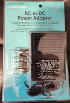 Archer 273-1655a New # Ac To Dc Switchable Power Adapter 6 Vdc / 7.5