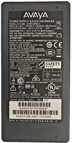 Avaya Eadp-20wb 1151c1 Model B Ac Power Supply Adapter For Ip Phone