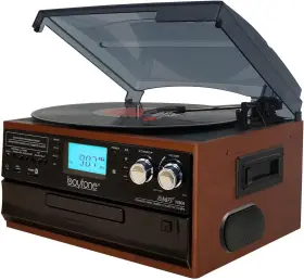 Boytone Bt-22ms Bluetooth Record Player Turntable Am/fm Cassette Cd