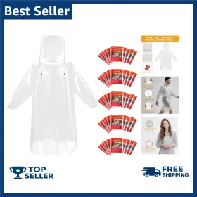 RP001 BRUVOALON Pack Disposable Rain Ponchos Youth Waterproof