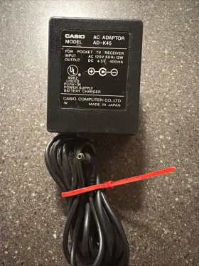 Casio Ad-k45 Vtg Htf Ac Power Supply Adapter Pocket Tv Receiver Portable Display