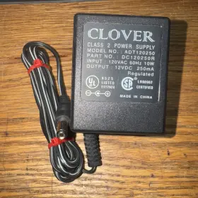 Clover Dc120250r Adt120250 12vdc 250ma Class 2 Power Supply