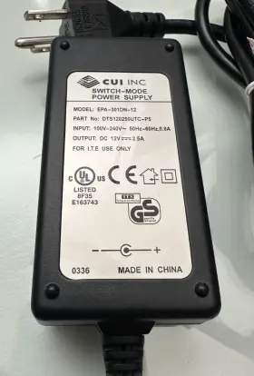 Cui Dts120250utc-p5 Oem Inc Switch Mode Power Supply Epa-301dn-12 12v 2.5a / 100-240v Input