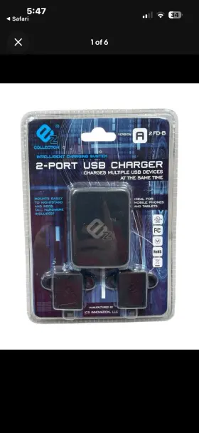 Ez Collection 2fd-b 2-port Usb Charger Ac/dc Adapter Black Universal 5v