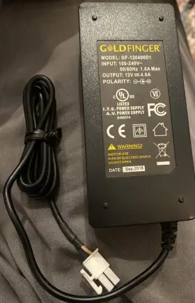 Goldfinger Gf-120400d1 Power Adapter 2 Pin Wire Connector - 12v 4a