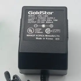Goldstar Knu-1485 3do Power Cord 14 Volt Black Plug-in Ac Wall Adapter Untested