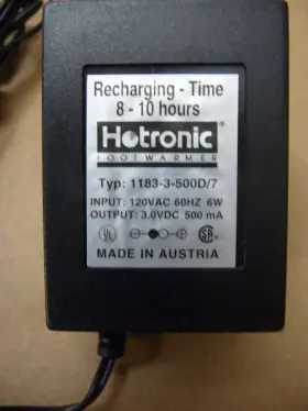 1183-3-500D-7 HOTRONIC Footwarmer Battery Charger Ac Adapter #2