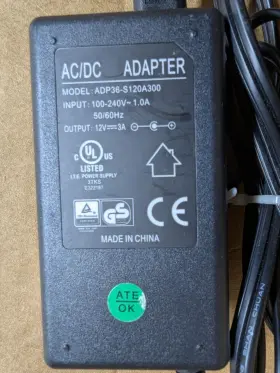 I.t.e. Adp36-s120a300 I.t.e. Ac/dc Adapter 100-240vac 1.0a 50/60hz To 12vdc 3a
