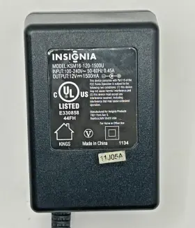 Insignia Ksm16-120-1500u Ac/dc Adapter Black Output 12v Dc 1500ma Tested Insignia Ksm16-120-1500u Ac/dc Adapter Black Output 12v Dc 1500ma Tested