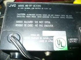 Jvc Cv-ac212 S Cv-ac212 S Ac 120v Adaptor 43 Watt Output Dc 13.5v 1.4a