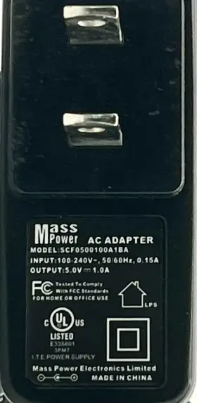 SCF0500100A1BA MASS POWER Ac Adapter Wall Supply #2