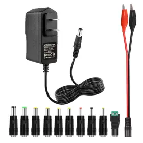 Minidodoca 754422509732 12v 1a Ac Adapter Charger With 11 Tips Regulated Power Supply Cord For Led Stri