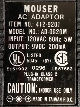 412-9201 MOUSER Adapter #3 412-9201 MOUSER Adapter #3