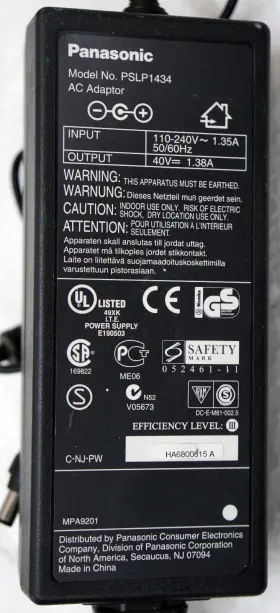 Panasonic Pslp1234 Genuine 40v 1.38a Power Supply For Tda50 Tda50g