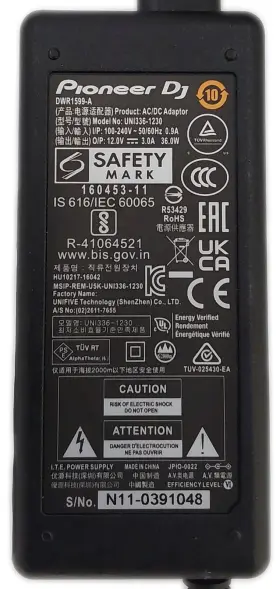 Pioneer Dwr1599-a Ddj1000 Srt Ddjflx10 Dwr1599 Oem Power Adapter
