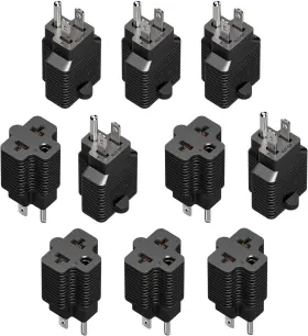 Plugrand 313039444463 10-pack 4-in-1 15a To 20a T-blade Ac Power Adapter Set