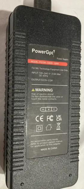 PG108-54020 POWER GPT Niu Electric Scooter Charger