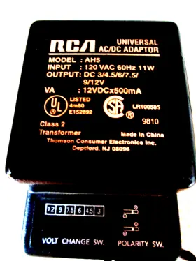 Rca Ts-555-7pa Universal Power Supply Model Ah5 With Voltage And Polarity Change Switch