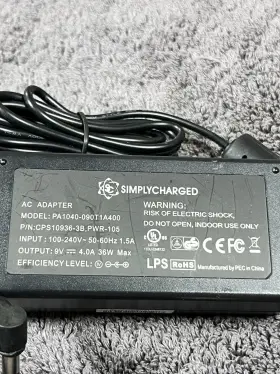 Simply Charged Pa1040-090t1a400 Simplycharged 36w Ac Adapter P/n Cps10936-3b 9v 4.0a- Tested