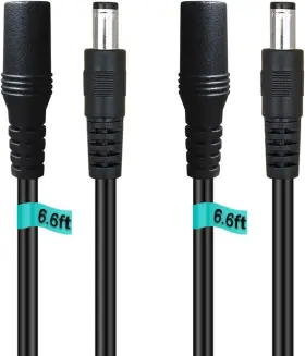 Siocen Lmdc0202 2-pack 6ft Dc Extension Cord 5.5mm X 2.1mm Male To Female Power Black