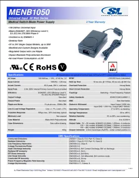 Sl Power Menb1050a1900n02 Genuine Medical Supply 90-240vac 12vdc 4.5a Ac/dc Adapter