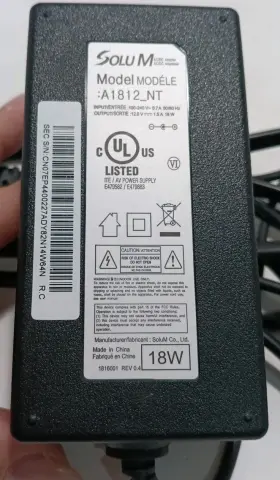 Solu M A1812 Nt Ac/dc 18w Power Adapter A1812 Nt Universal Black