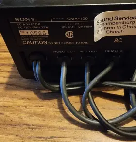 CMA-100 SONY Ac Power Adaptor Camara Pin Betamax Female #3