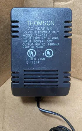 Thomson 5-4089 Ac Adapter Power Supply 120vac 6ohz 30w To 10vac 2400ma
