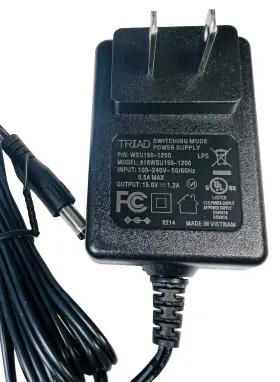 Triad Wsu150-1200 Ac/dc Power Supply 15 Vdc 1.2 A 18 W Wall Mount Adapter Triad Wsu150-1200 Ac/dc Power Supply 15 Vdc 1.2 A 18 W Wall Mount Adapter