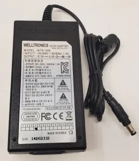 Welltronics Wts-1205 Ac Adapter For 12v 5a 3-pin 070-7874-7874 Cord 5.5mm X 2.5m