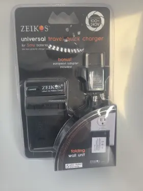 Zeikos 811709012979 Quick Travel Charger Batteries Bonus European Adapter