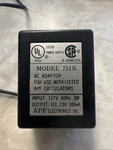 Ac Adapter Model 751 S For Use With Listed Apf Calculators. Fixed Price $25.00.